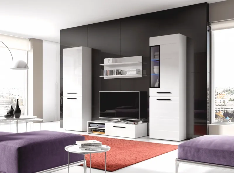 Шкаф-витрина Кёльн 1960, с полками, белый аляска / белый глянец