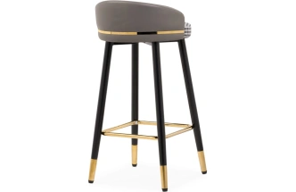 Барный стул Kardial, экокожа серая / ткань черно-белая