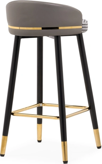 Барный стул Kardial, экокожа серая / ткань черно-белая