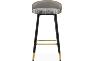 Барный стул Kardial, экокожа серая / ткань черно-белая