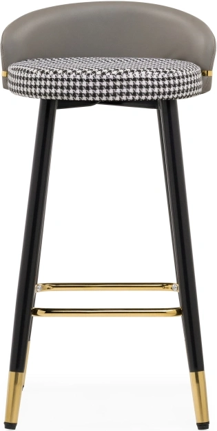 Барный стул Kardial, экокожа серая / ткань черно-белая