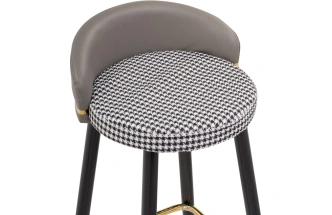 Барный стул Kardial, экокожа серая / ткань черно-белая