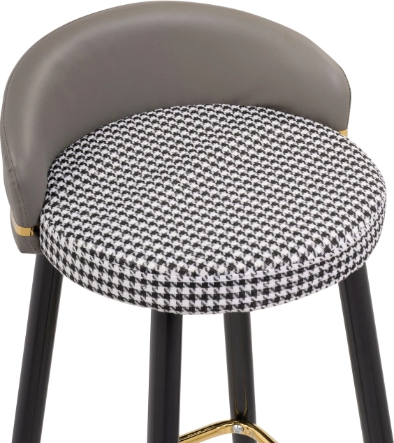 Барный стул Kardial, экокожа серая / ткань черно-белая