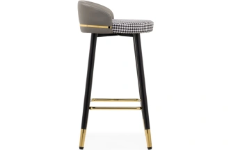 Барный стул Kardial, экокожа серая / ткань черно-белая