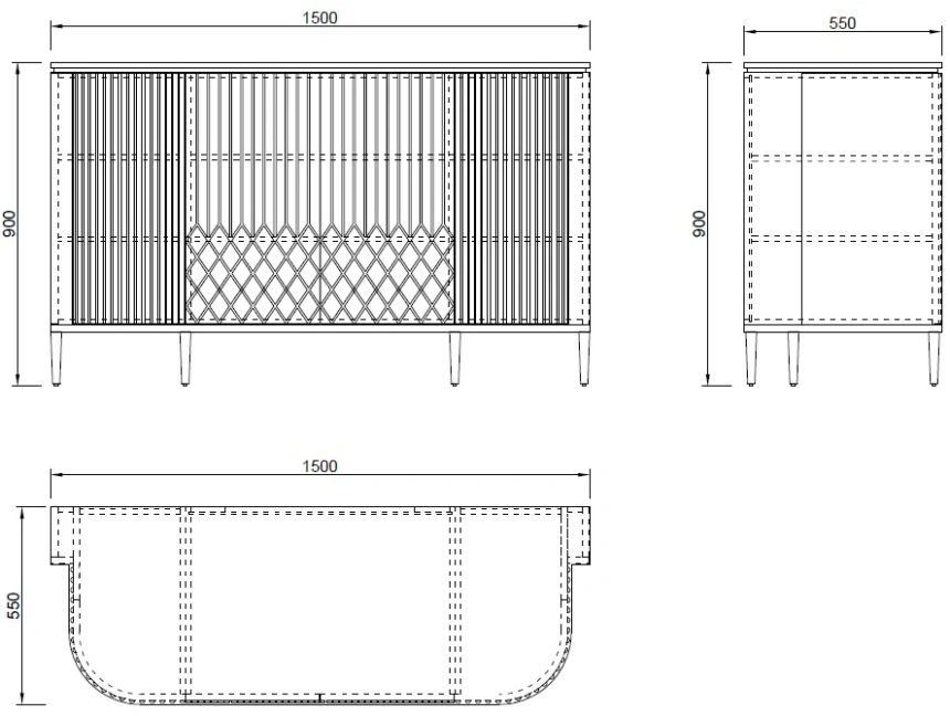 Комод 77IP-2310, с полками, черный
