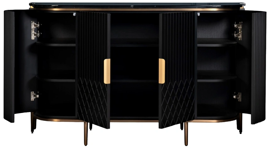 Комод 77IP-2310, с полками, черный