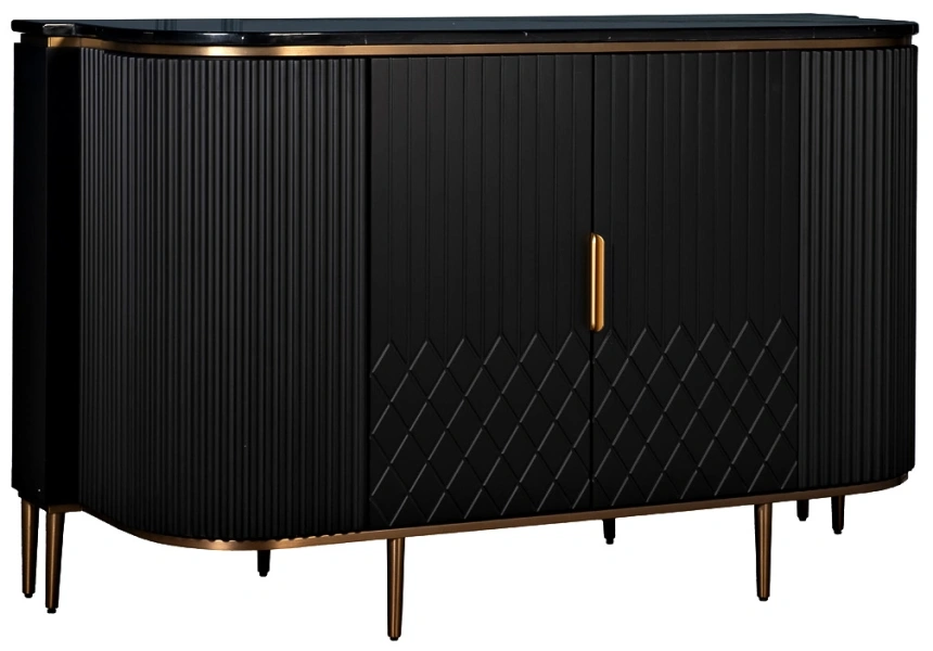 Комод 77IP-2310, с полками, черный