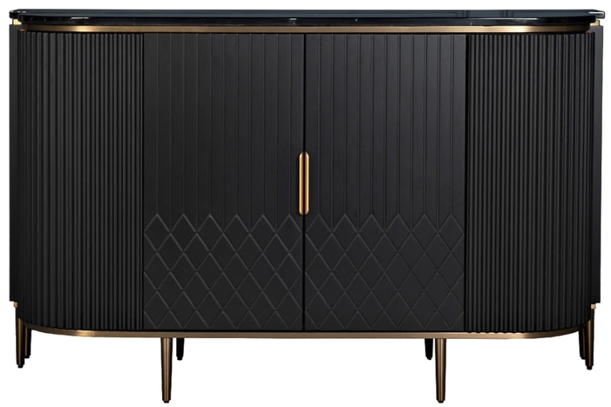 Комод 77IP-2310, с полками, черный