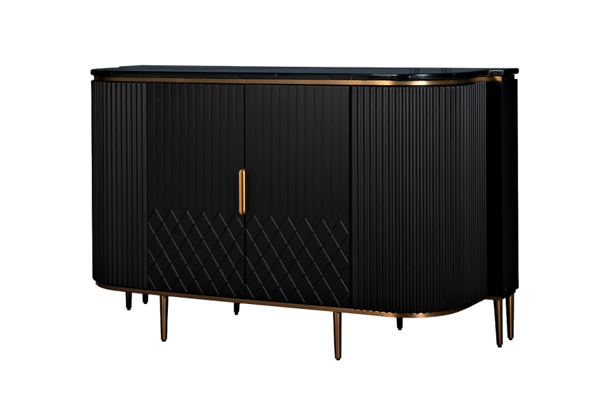 Комод 77IP-2310, с полками, черный 