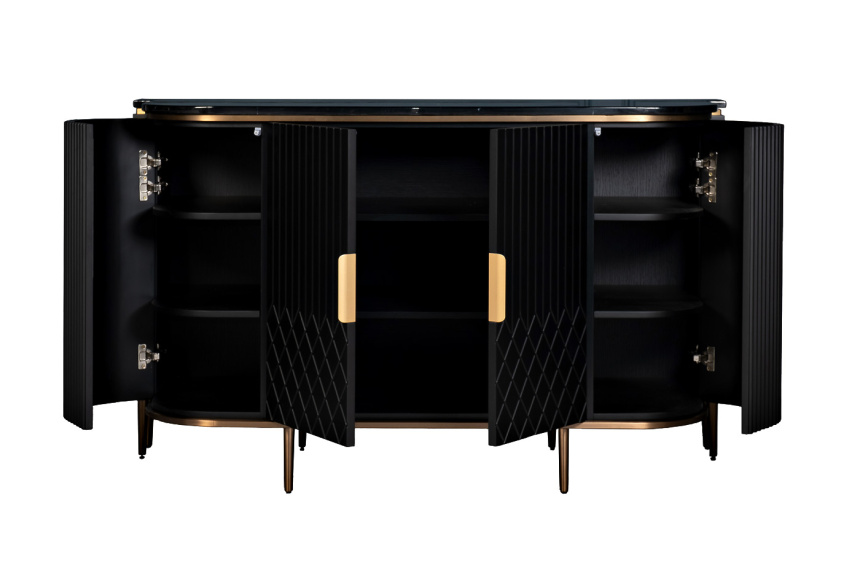 Комод 77IP-2310, с полками, черный 