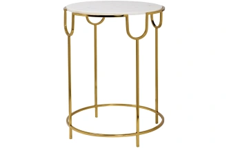 Журнальный стол 79MAL-7067, 45x45x60, мрамор, белый / золото