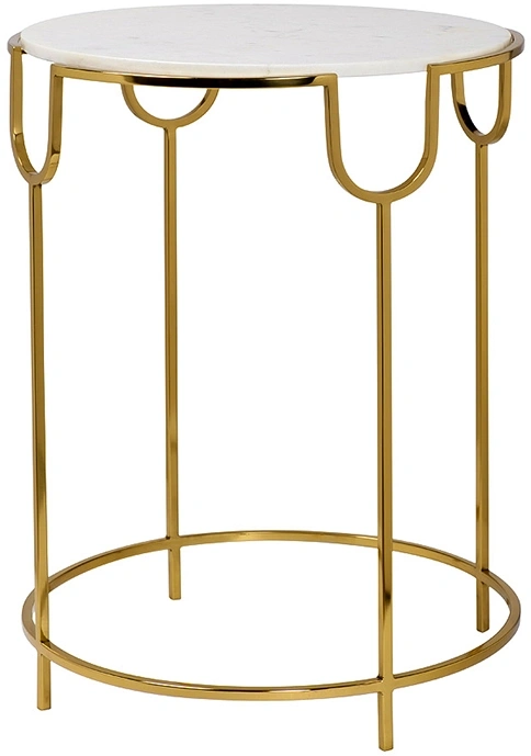 Журнальный стол 79MAL-7067, 45x45x60, мрамор, белый / золото