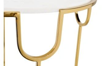 Журнальный стол 79MAL-7067, 45x45x60, мрамор, белый / золото