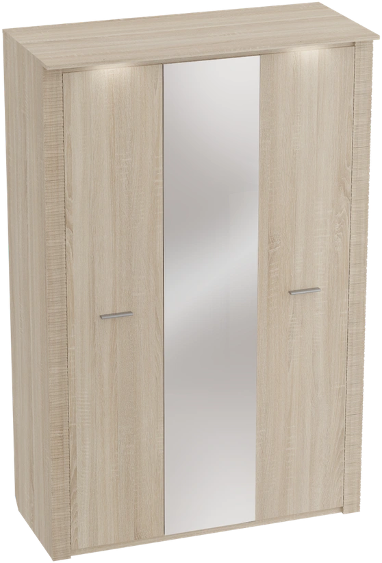 Шкаф трехдверный Элана, 143x64.5x218.5, распашной с зеркалом, дуб сонома
