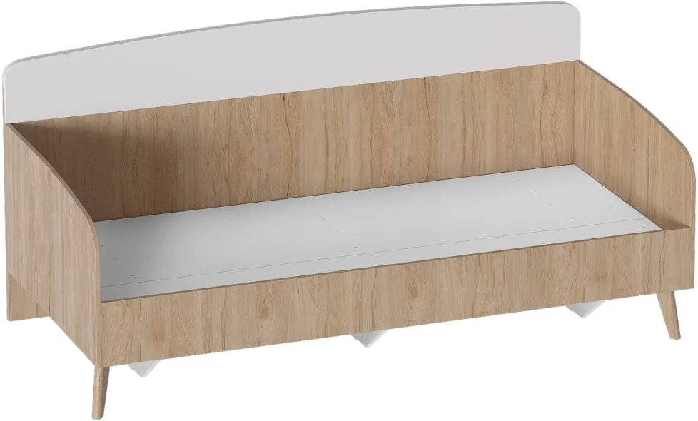 Кровать односпальная Калгари, молодежная, 90*200, дуб светлый / белый матовый
