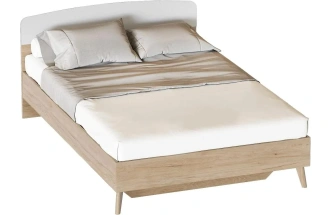 Кровать Калгари 120, полутораспальная, дуб натуральный светлый / белый матовый