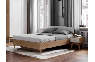 Кровать Калгари 120, полутораспальная, дуб натуральный светлый / белый матовый