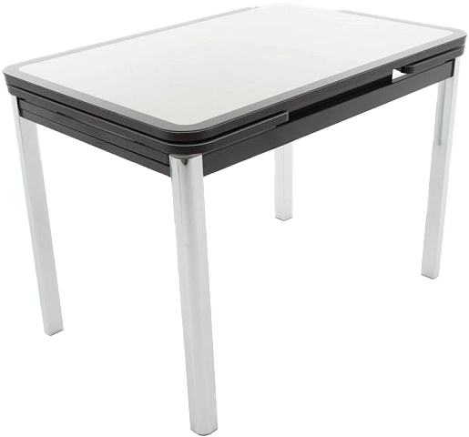 Кухонный стол Пекин, коричневый, кожа Мозаика 19406, стекло, каркас хром