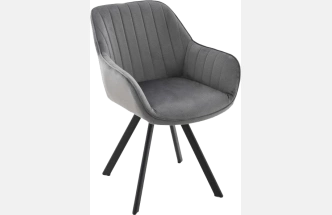Стул Roan, с подлокотниками мягкий, серый Grey, велюр, каркас черный