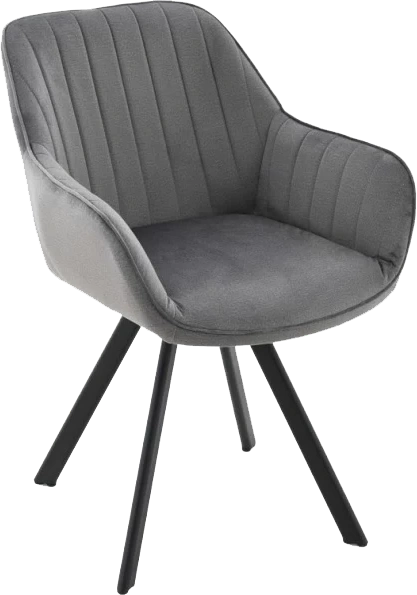 Стул Roan, с подлокотниками мягкий, серый Grey, велюр, каркас черный