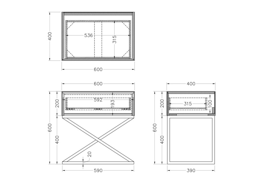 Тумба прикроватная KFG090, с ящиком