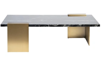 Журнальный стол Nero, 140x70x40, МДФ с полимерным покрытием, черный мрамор / бронза