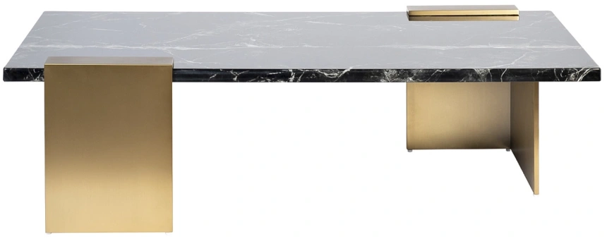 Журнальный стол Nero, 140x70x40, МДФ с полимерным покрытием, черный мрамор / бронза