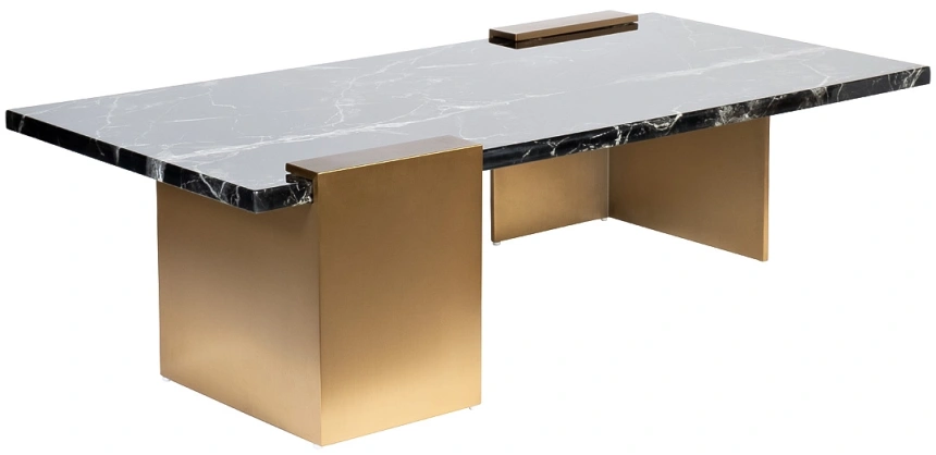 Журнальный стол Nero, 140x70x40, МДФ с полимерным покрытием, черный мрамор / бронза