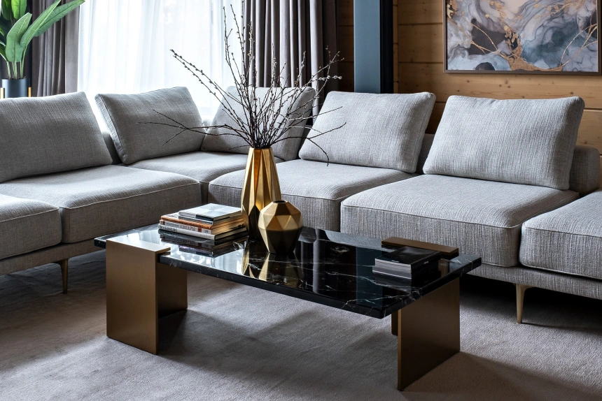 Журнальный стол Nero, 140x70x40, МДФ с полимерным покрытием, черный мрамор / бронза