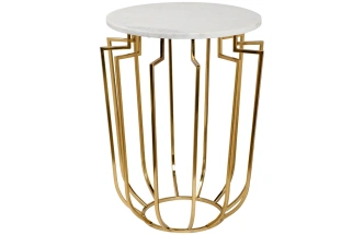 Журнальный стол 79MAL-7072, 47x47x60, мрамор, белый / золото