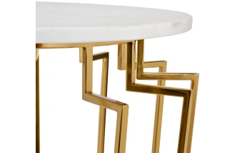 Журнальный стол 79MAL-7072, 47x47x60, мрамор, белый / золото