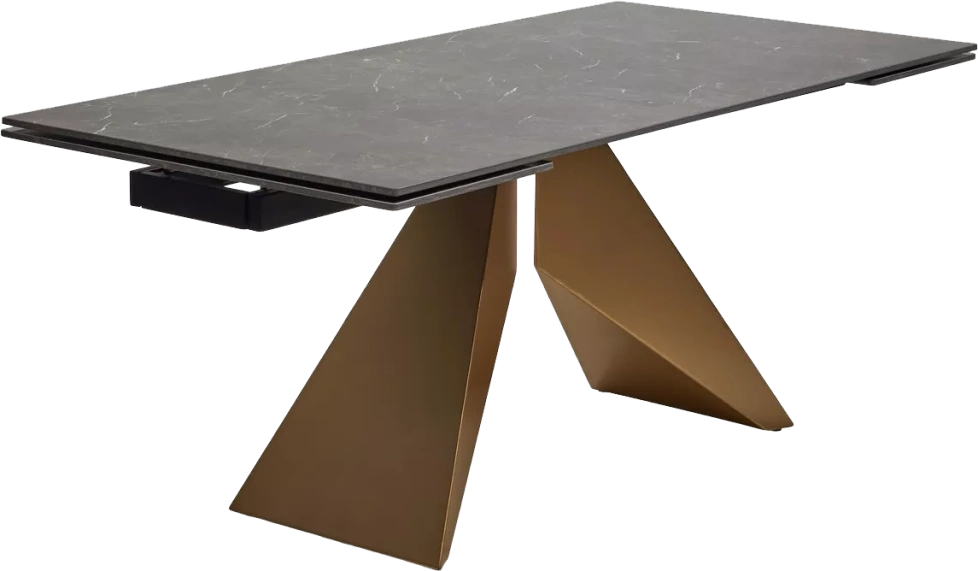 Кухонный стол раздвижной Ales 180, Black Grave Solid Ceramic керамика, металл бронза