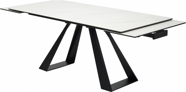 Кухонный стол FONDI 180 MARBLES KL-99 Белый мрамор матовый, итальянская керамика/ черный каркас, ®DISAUR
