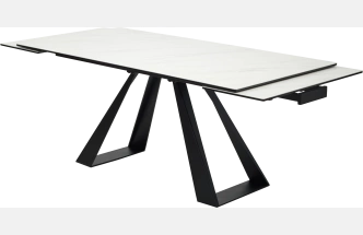 Кухонный стол FONDI 180 MARBLES KL-99 Белый мрамор матовый, итальянская керамика/ черный каркас, ®DISAUR