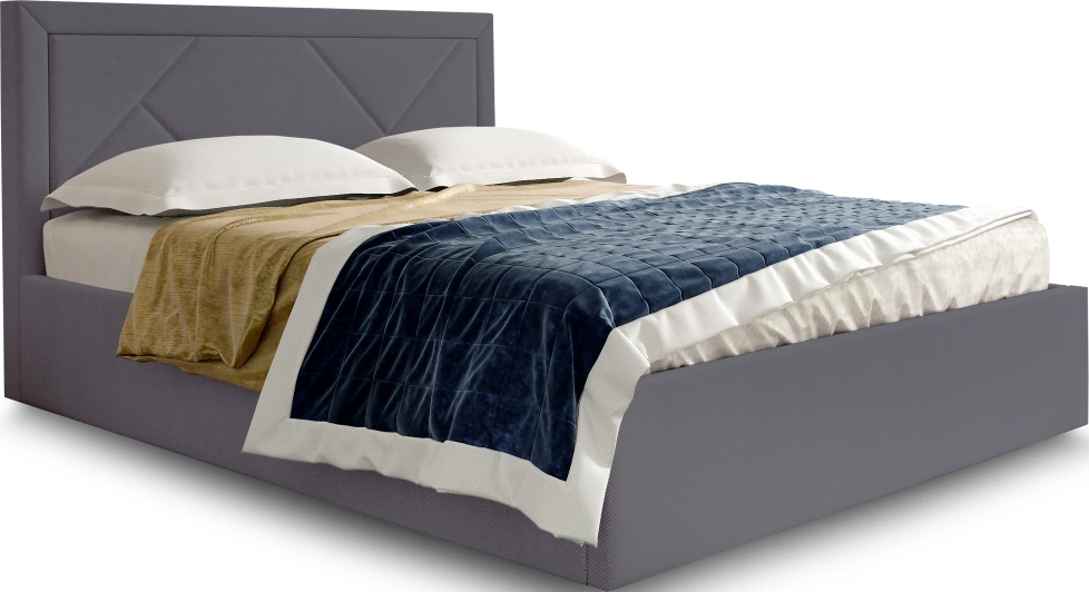 Кровать Сиеста 160, двуспальная, мягкая, альба темно-серый