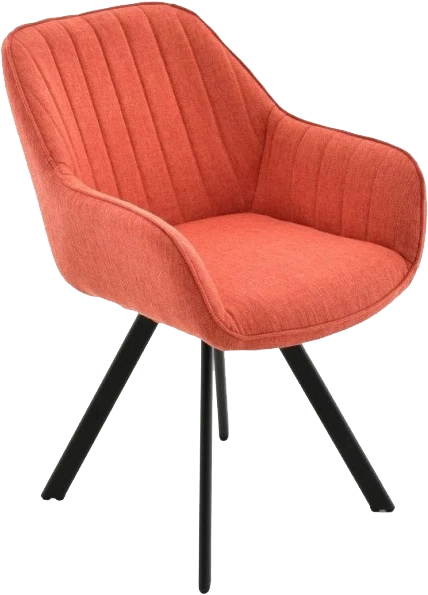 Стул Roan, с подлокотниками мягкий, красный, велюр, каркас черный