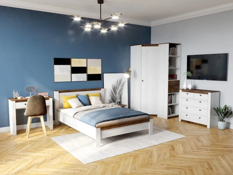 Комод Даллас, с пятью ящиками, дуб винтерберг / таксония