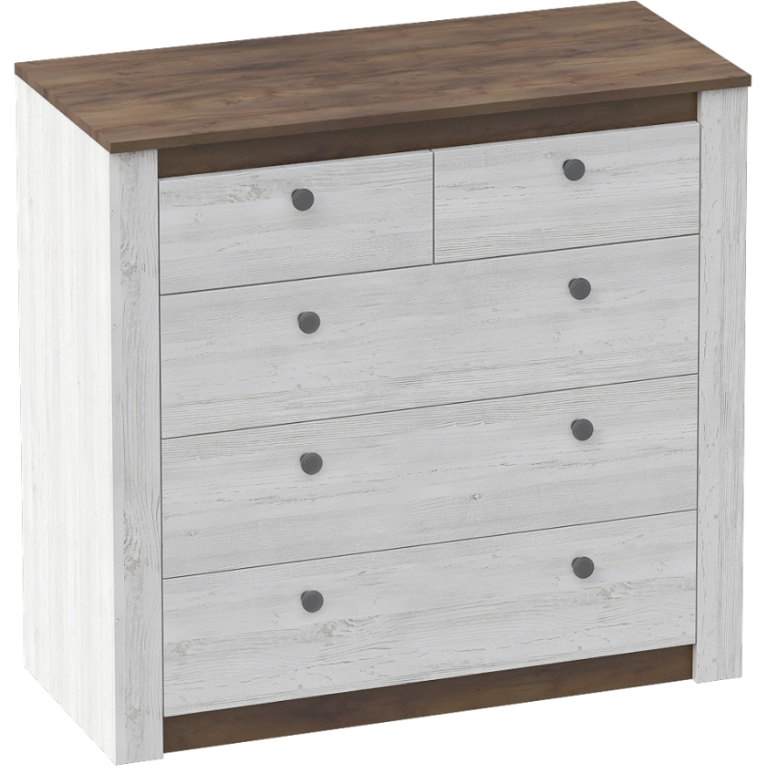 Комод Даллас, с пятью ящиками, дуб винтерберг / таксония