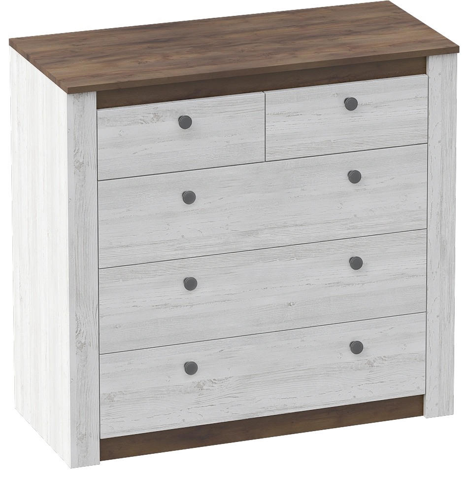 Комод Даллас, с пятью ящиками, дуб винтерберг / таксония