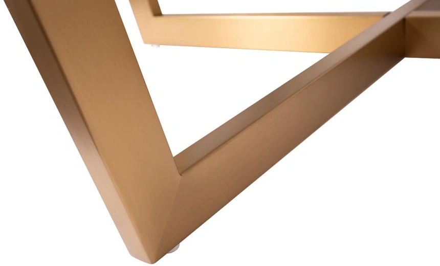 Журнальный стол Pearl White, 100x100x40.6, МДФ с полимерным покрытием, белый мрамор / золото