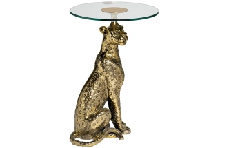Журнальный стол Ягуар, 45x45x68, стекло, прозрачный / золото