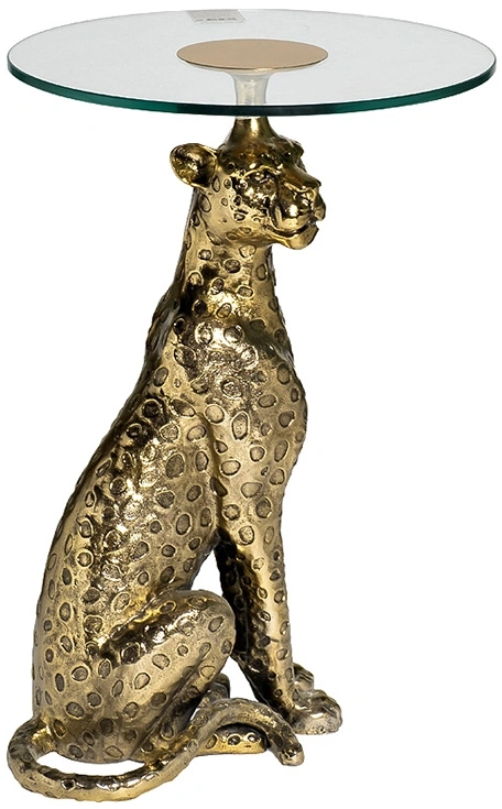 Журнальный стол Ягуар, 45x45x68, стекло, прозрачный / золото