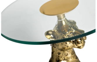 Журнальный стол Ягуар, 45x45x68, стекло, прозрачный / золото