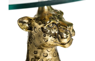 Журнальный стол Ягуар, 45x45x68, стекло, прозрачный / золото