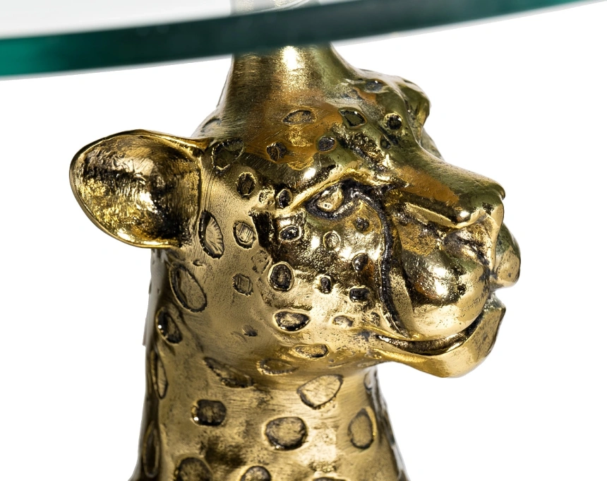 Журнальный стол Ягуар, 45x45x68, стекло, прозрачный / золото