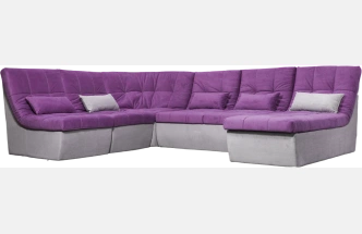 Диван угловой София 2 удлиненный, Tenerife italian plum, Tenerife silver, с задней тканью