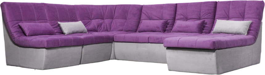 Диван угловой София 2 удлиненный, Tenerife italian plum, Tenerife silver, с задней тканью