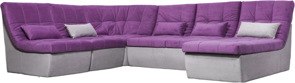 Диван угловой София 2 удлиненный, Tenerife italian plum, Tenerife silver, с задней тканью