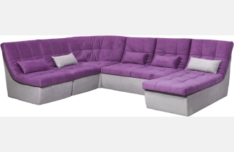 Диван угловой София 2 удлиненный, Tenerife italian plum, Tenerife silver, с задней тканью
