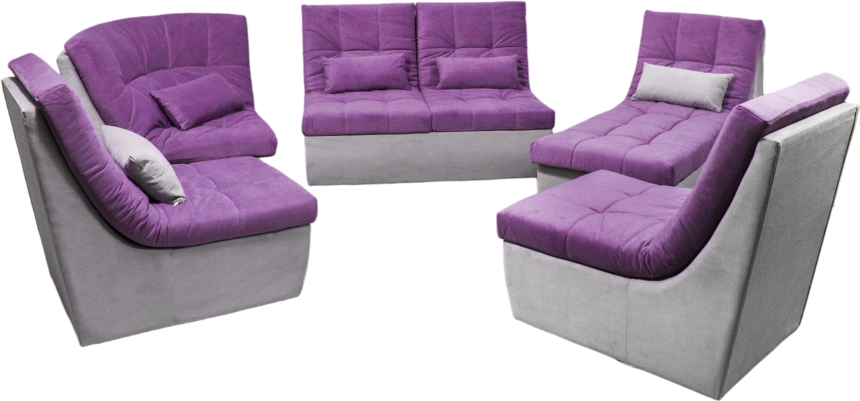 Диван угловой София 2 удлиненный, Tenerife italian plum, Tenerife silver, с задней тканью